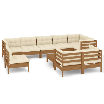 10 Piece Garden Lounge Set with Cushions Honey Brown Pinewood Payday Deals