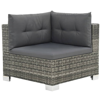 10 Piece Garden Lounge Set with Cushions Poly Rattan Grey Payday Deals