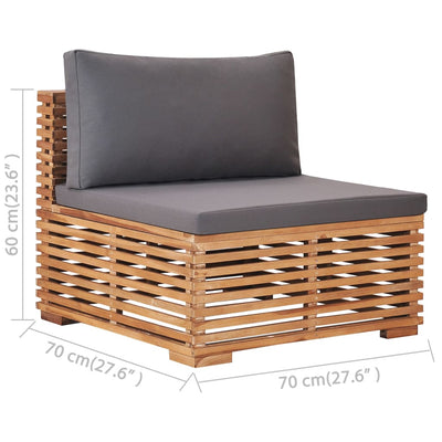 10 Piece Garden Lounge Set with Dark Grey Cushion Solid Teak Wood Payday Deals