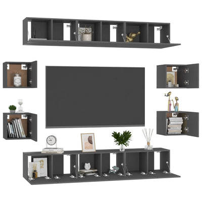 10 Piece TV Cabinet Set Grey Engineered Wood Payday Deals