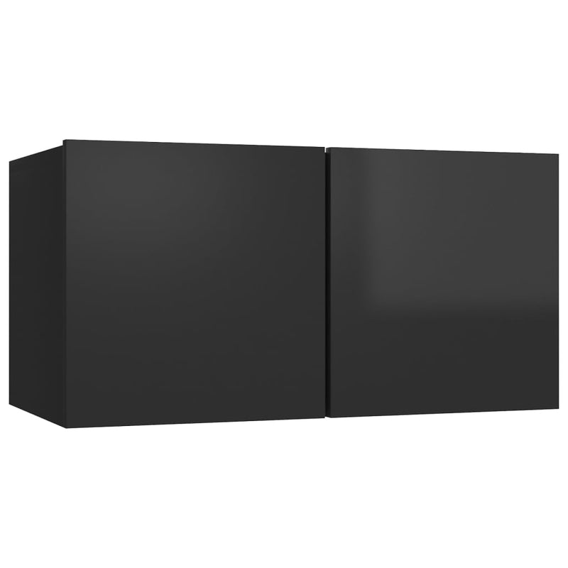 10 Piece TV Cabinet Set High Gloss Black Chipboard Payday Deals