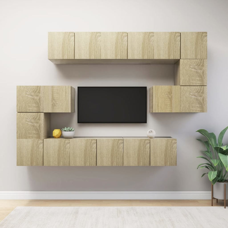 10 Piece TV Cabinet Set Sonoma Oak Engineered Wood Payday Deals