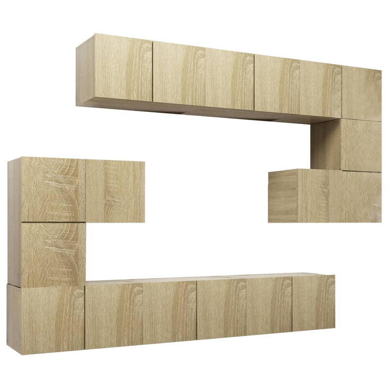 10 Piece TV Cabinet Set Sonoma Oak Engineered Wood Payday Deals