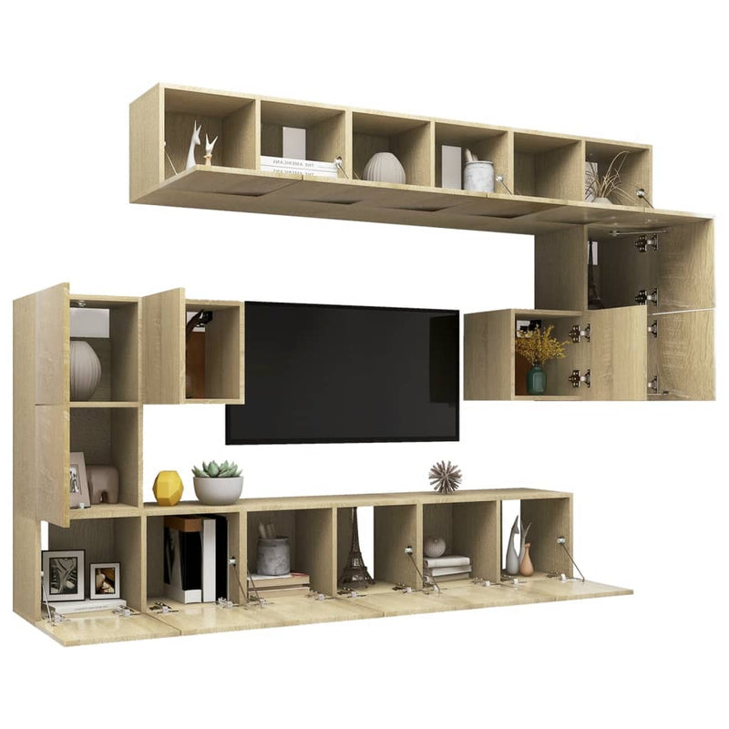 10 Piece TV Cabinet Set Sonoma Oak Engineered Wood Payday Deals