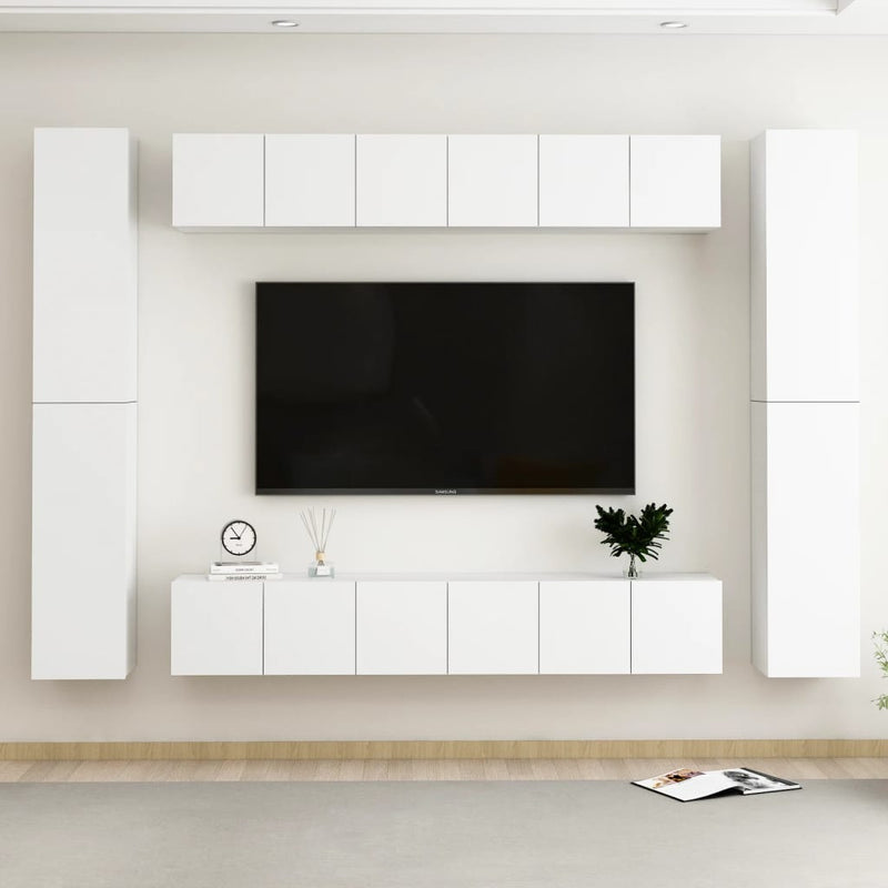 10 Piece TV Cabinet Set White Engineered Wood Payday Deals