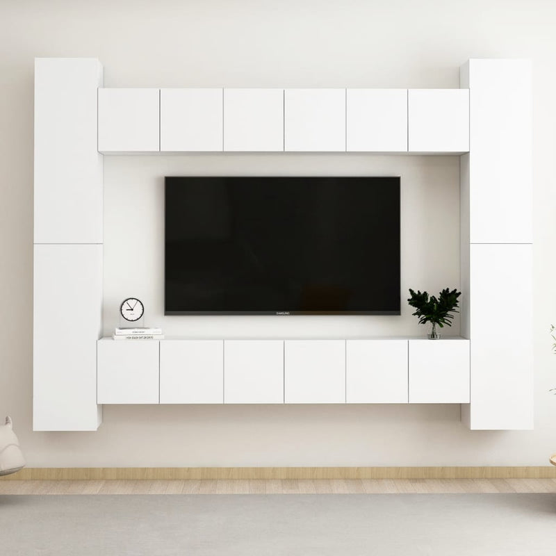 10 Piece TV Cabinet Set White Engineered Wood Payday Deals