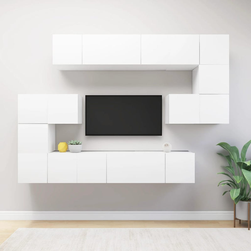 10 Piece TV Cabinet Set White Engineered Wood Payday Deals