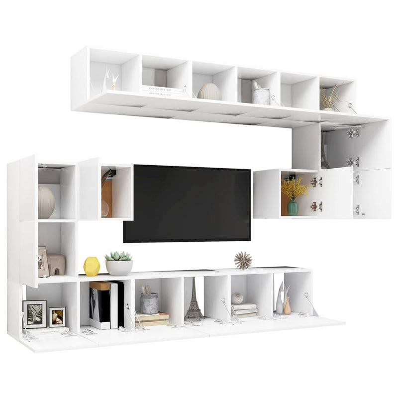 10 Piece TV Cabinet Set White Engineered Wood Payday Deals