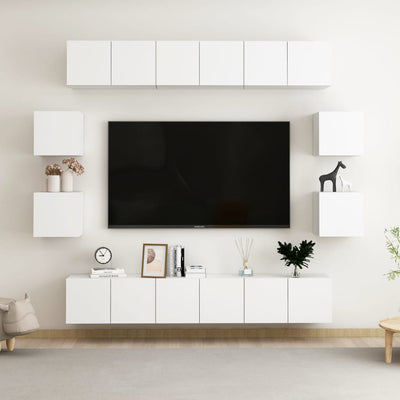 10 Piece TV Cabinet Set White Engineered Wood Payday Deals