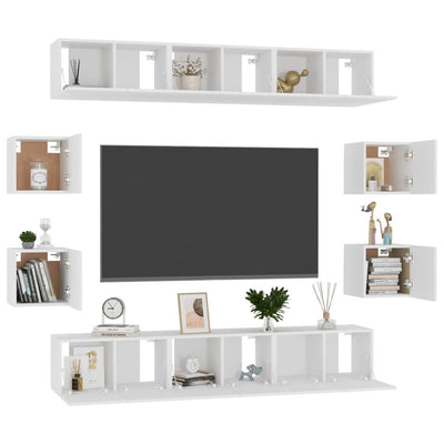 10 Piece TV Cabinet Set White Engineered Wood Payday Deals