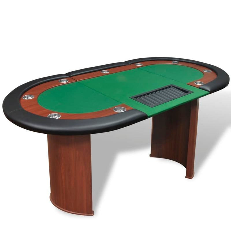 10-Player Poker Table with Dealer Area and Chip Tray Green Payday Deals
