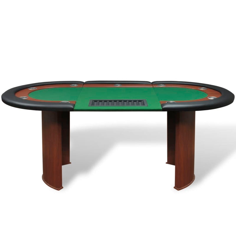 10-Player Poker Table with Dealer Area and Chip Tray Green Payday Deals