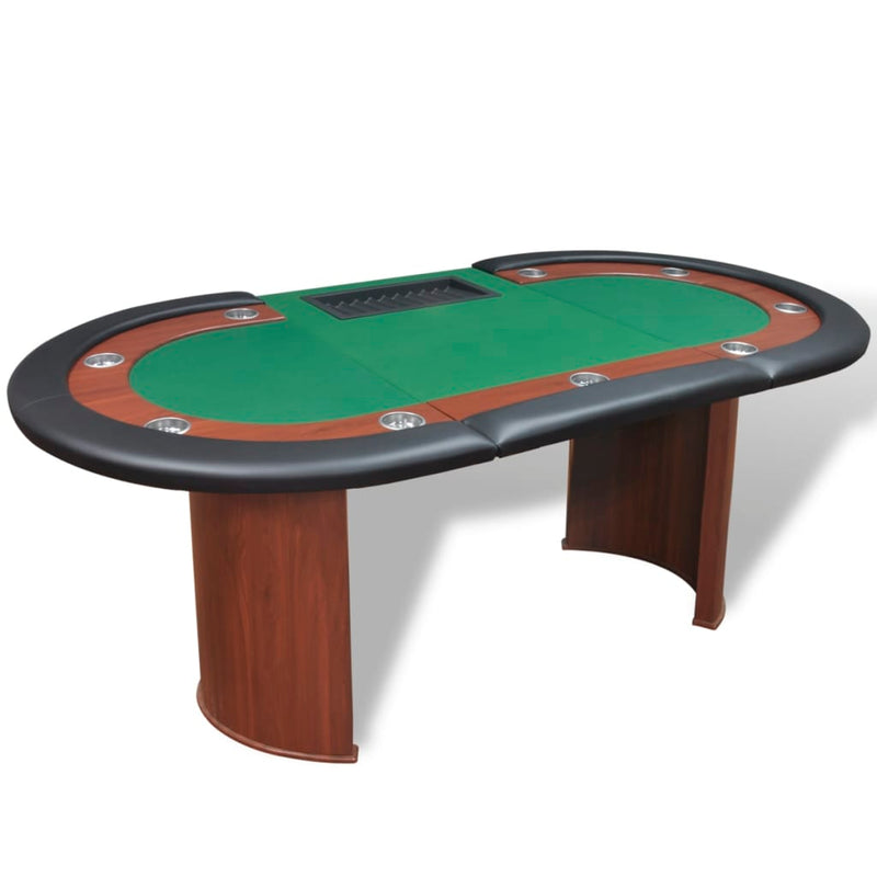 10-Player Poker Table with Dealer Area and Chip Tray Green Payday Deals