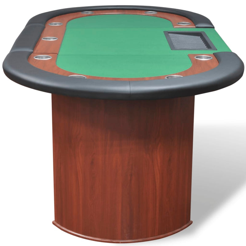 10-Player Poker Table with Dealer Area and Chip Tray Green Payday Deals