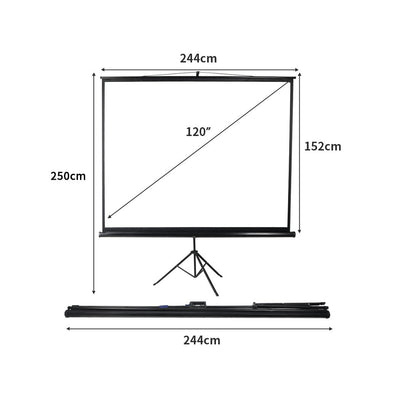 100 Inch Projector Screen Tripod Stand Home Pull Down Outdoor Screens Cinema 3D Payday Deals