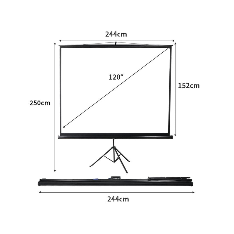 100 Inch Projector Screen Tripod Stand Home Pull Down Outdoor Screens Cinema 3D Payday Deals