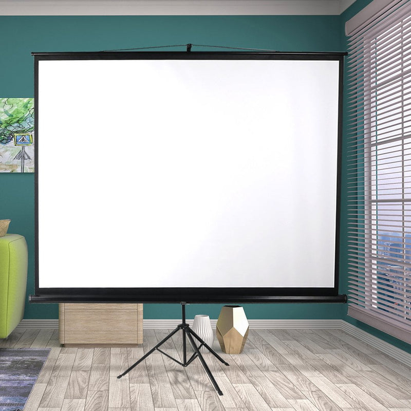 100 Inch Projector Screen Tripod Stand Home Pull Down Outdoor Screens Cinema 3D Payday Deals