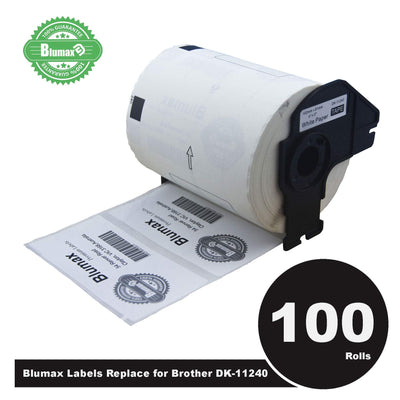 100 Pack Blumax Alternative Barcode White labels for Brother DK-11240 102mm x 51mm 600L Payday Deals