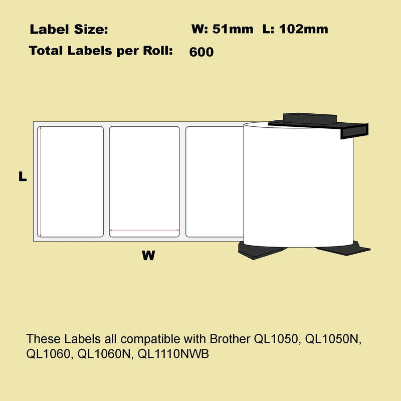 100 Pack Blumax Alternative Barcode White labels for Brother DK-11240 102mm x 51mm 600L Payday Deals