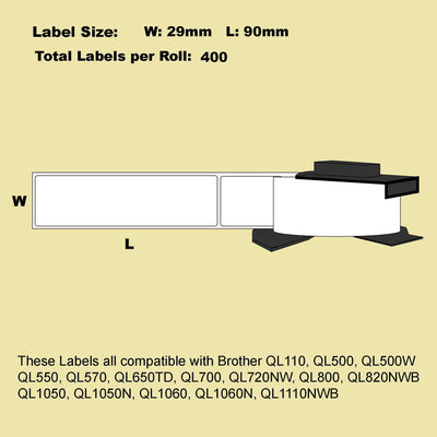 100 Pack Blumax Alternative Standard Address White labels for Brother DK-11201 29mm x 90mm 400L Payday Deals