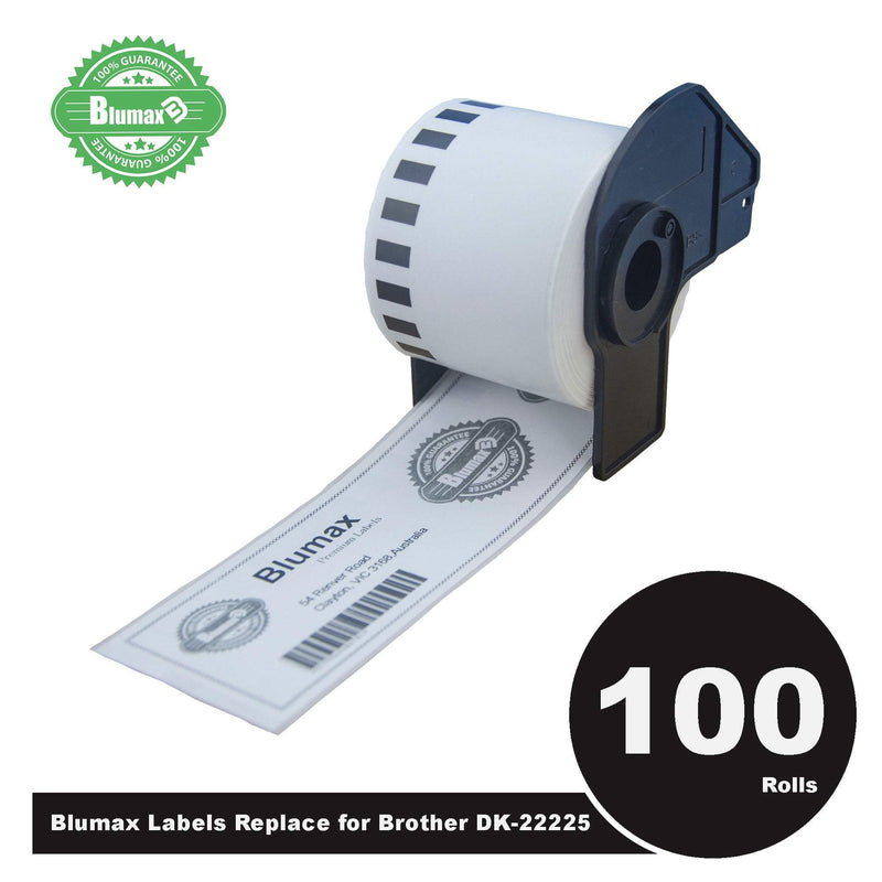 100 Pack Blumax Alternative White labels for Brother DK-22225 38mm x 30.48m Continuous Length Payday Deals
