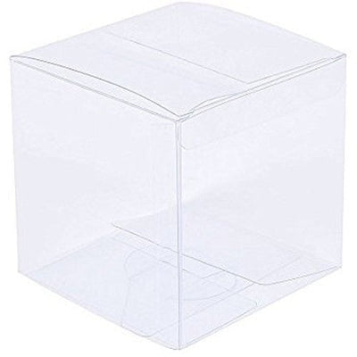 100 Pack of 6cm Clear PVC Plastic Folding Packaging Small rectangle/square Boxes for Wedding Jewelry Gift Party Favor Model Candy Chocolate Soap Box