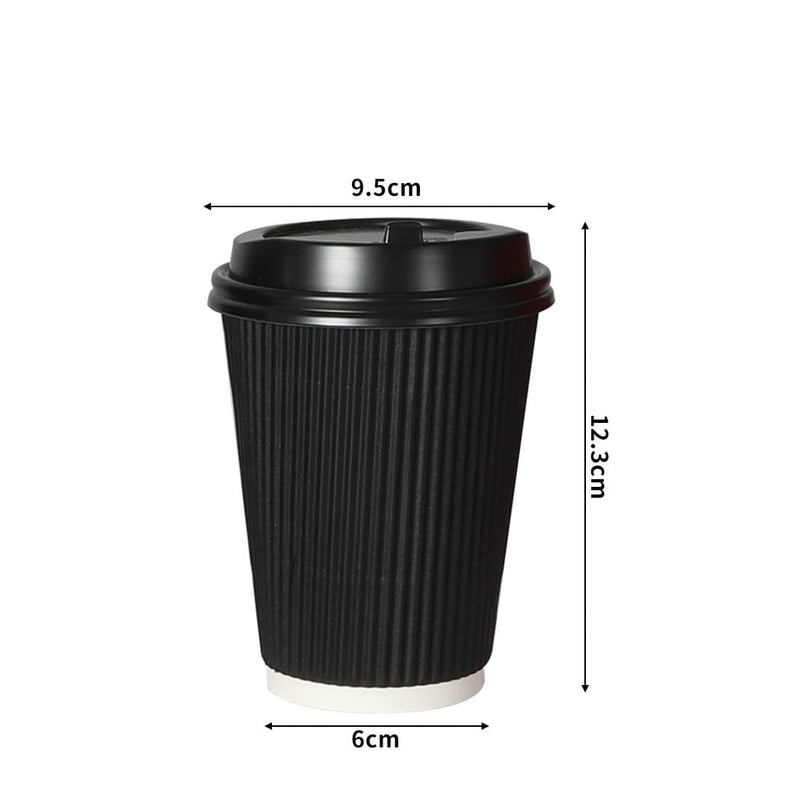 100 Pcs 12oz Disposable Takeaway Coffee Paper Cups Triple Wall Take Away w Lids Payday Deals