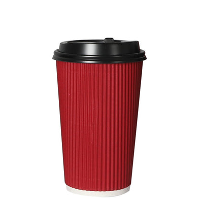 100 Pcs 16oz Disposable Takeaway Coffee Paper Cups Triple Wall Take Away w Lids