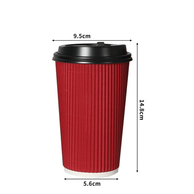 100 Pcs 16oz Disposable Takeaway Coffee Paper Cups Triple Wall Take Away w Lids Payday Deals