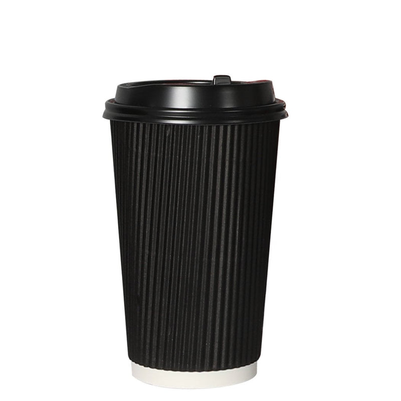 100 Pcs 16oz Disposable Takeaway Coffee Paper Cups Triple Wall Take Away w Lids Payday Deals