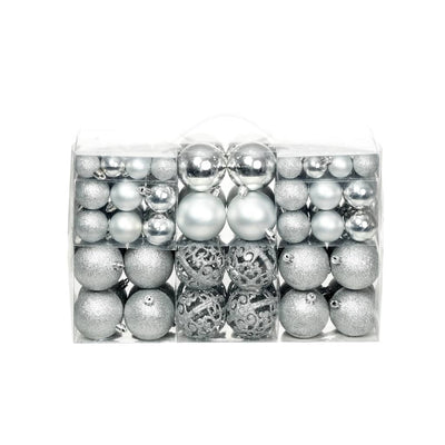 100 Piece Christmas Ball Set 3/4/6 cm Silver Payday Deals