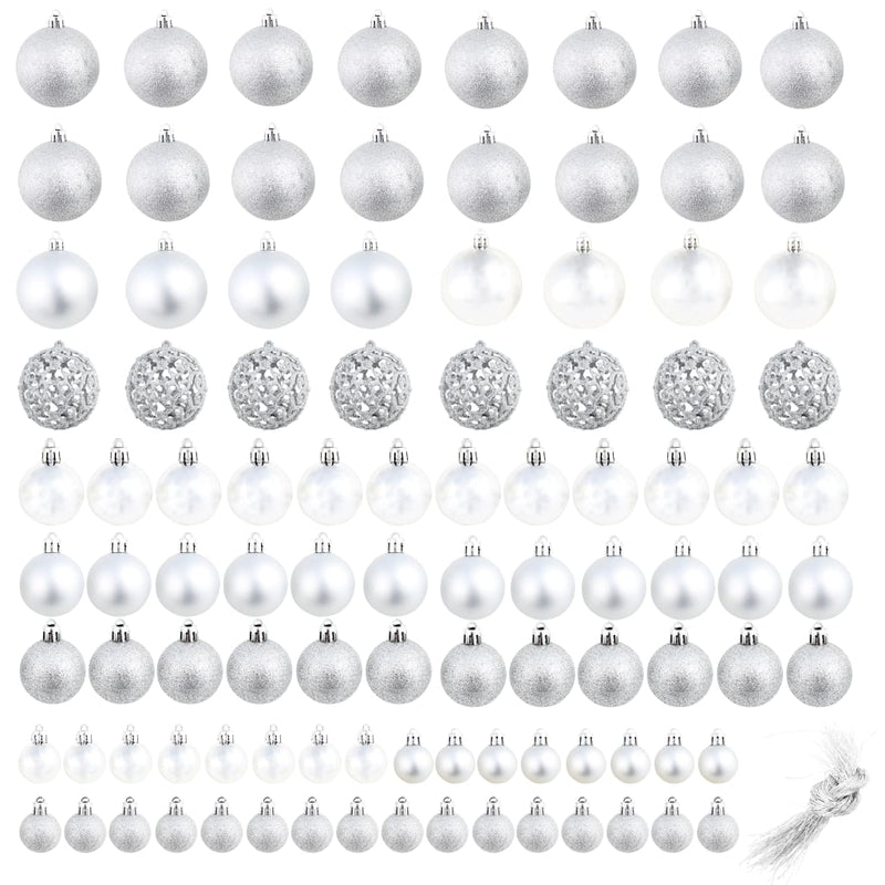 100 Piece Christmas Ball Set 3/4/6 cm Silver Payday Deals