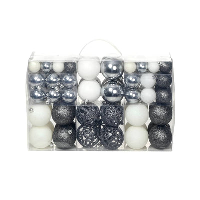 100 Piece Christmas Ball Set 3/4/6 cm White/Grey Payday Deals