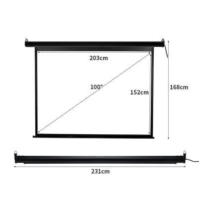 100" Projector Screen Electric Motorised Projection 3D Home Cinema 4:3 Black Payday Deals