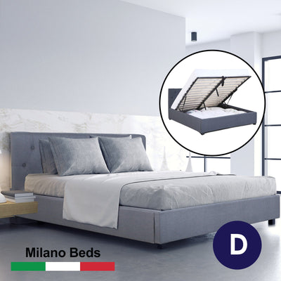 Milano Capri Luxury Gas Lift Bed With Headboard (Model 3) - Grey No.28 - Double - Payday Deals