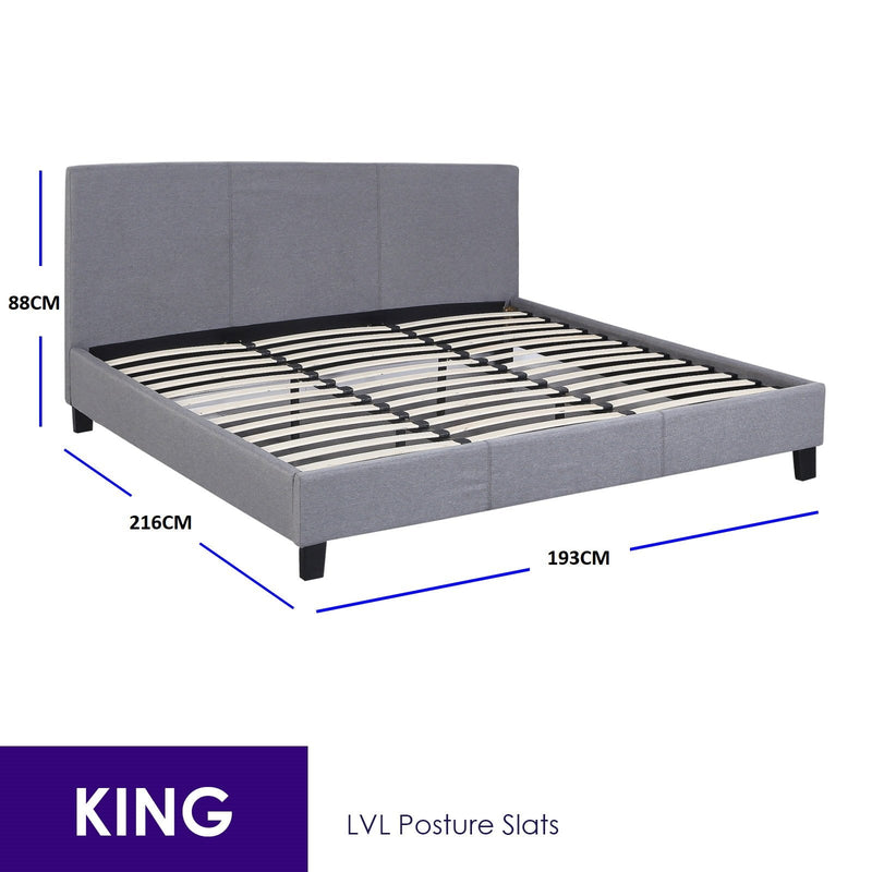 Milano Sienna Luxury Bed with Headboard (Model 2) - Grey No.28 - King - Payday Deals