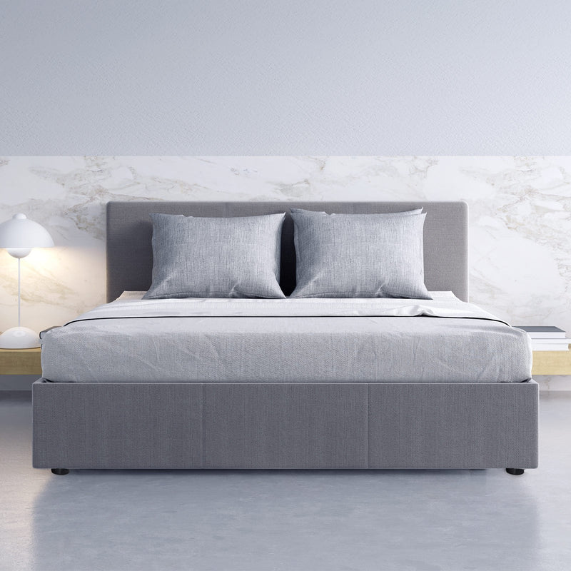 Milano Luxury Gas Lift Bed with Headboard (Model 1) - Grey No.28 - Queen - Payday Deals