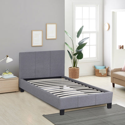 Milano Sienna Luxury Bed with Headboard (Model 2) - Grey No.28 - Single - Payday Deals