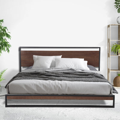 Milano Decor Azure Bed Frame with Headboard – Black - Queen