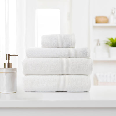 Royal Comfort Cotton Bamboo Towel 4pc Set - White - Payday Deals