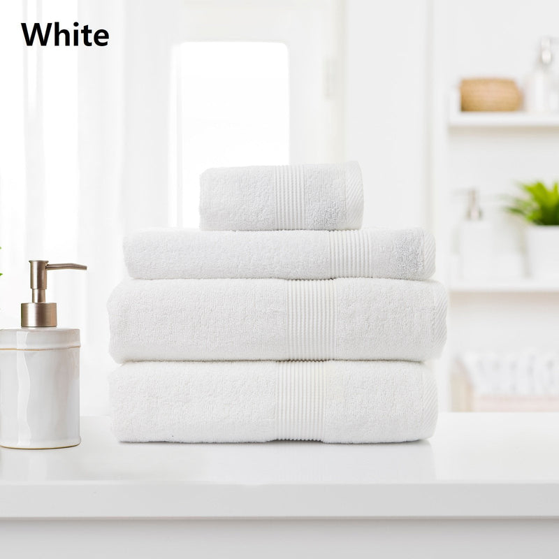 Royal Comfort Cotton Bamboo Towel 4pc Set - White - Payday Deals