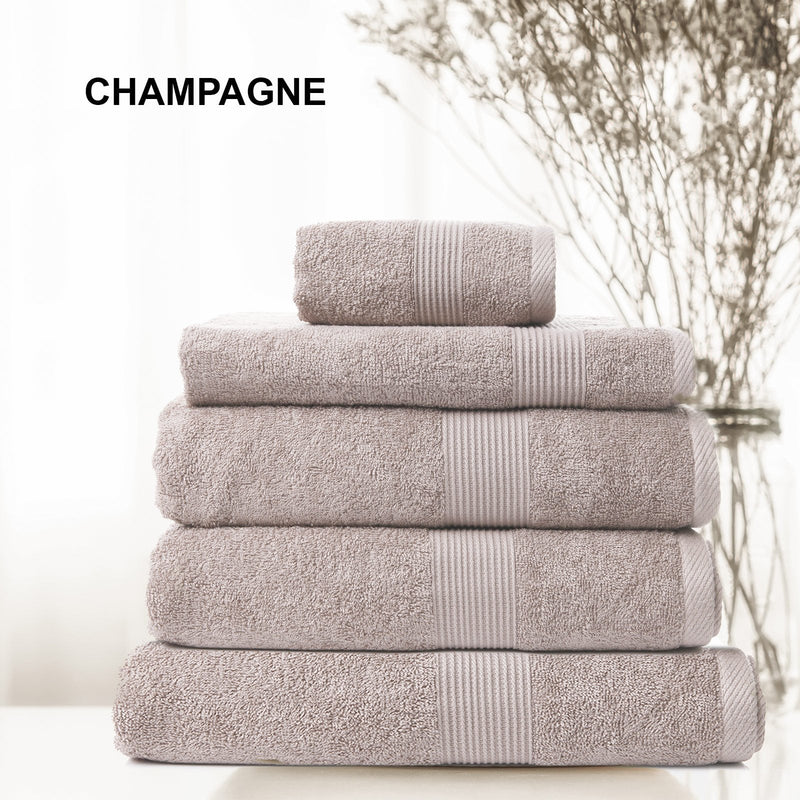Royal Comfort Cotton Bamboo Towel 5pc Set - Champagne - Payday Deals