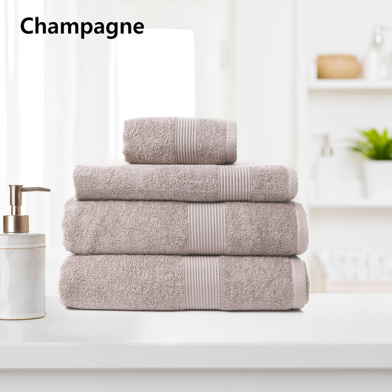 Royal Comfort Cotton Bamboo Towel 4pc Set - Champagne - Payday Deals