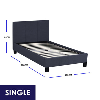 Milano Sienna Luxury Bed with Headboard (Model 2) - Charcoal No.35 - Single - Payday Deals