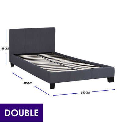 Milano Sienna Luxury Bed with Headboard (Model 2) - Charcoal No.35 - Double - Payday Deals