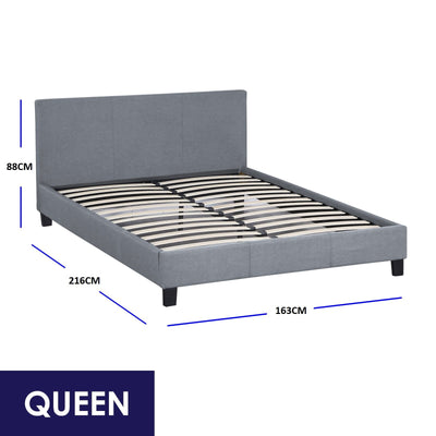 Milano Sienna Luxury Bed with Headboard (Model 2) - Grey No.28 - Queen - Payday Deals