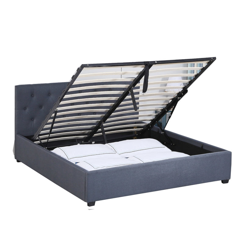 Milano Capri Luxury Gas Lift Bed With Headboard (Model 3) - Charcoal No.35 - Double - Payday Deals
