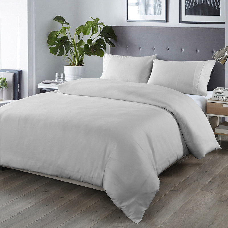 Royal Comfort Blended Bamboo Quilt Cover Sets - Portland Grey - Queen - Payday Deals
