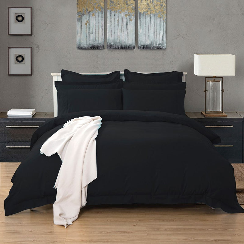 1000TC Tailored King Size Black Duvet Doona Quilt Cover Set Payday Deals