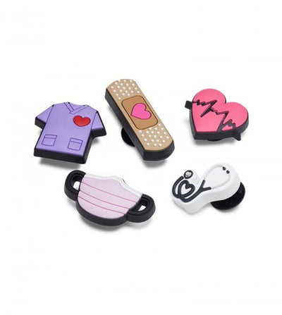 1 Pack of 5 Crocs Health Heart Doctor Nurse Jibbitz™ Charms - 100% Authentic